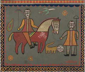 Roy, Jamini (Artist). Untitled (Rider with an Umbrella), c.1940s | Painting