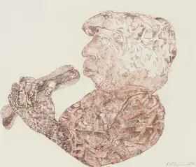 Khanna, Krishen (Artist). Untitled (Man Eating Hotdog), 1993 | Drawing