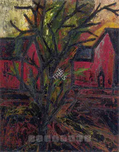 Souza, F.N. (Artist). Landscape With Red Houses, 1953 | Painting
