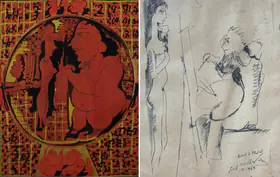 Sen, Sunil Madhav (Artist). Untitled (Couple/Artist & Model), 1969 verso | Painting