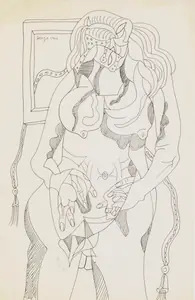 Souza, F.N. (Artist). Untitled (Study of Death and the Maiden), 1966 | Drawing