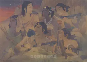 Vijaiwargiya, Ramgopal (Artist). Draupadi And The Five Pandavas, c.1940 | Painting