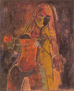 Husain, M.F. (Artist). Standing Female, n.d. | Painting
