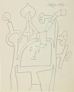Souza, F.N. (Artist). Untitled (Smiling Maze), 1964 | Drawing