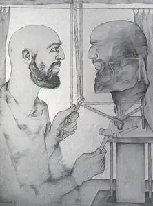 Parekh, Manu (Artist). The Man and his Portrait, 1982 | Painting