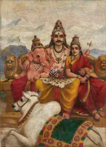 Varma, Raja Ravi (Artist). Lord Shiva and Family, n.d. | Painting