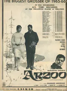 Sagar, Ramanand (Producer), Arzoo, 1965 | Advertisement