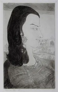 Chughtai, M.A.R. (Artist). Portrait of a Woman, n.d. | Graphic Art