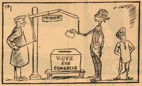 Chatterjee, Basu (Cartoonist). Vote for Congress, 1951 | Cartoons