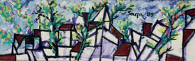 Souza, F.N. (Artist). Untitled (Landscape), 1989 | Painting