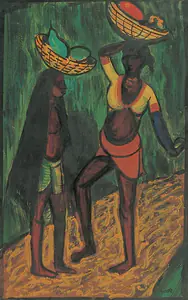 Gade, H.A. (Artist). Girls from Matheran - Hill Station, 1948 | Painting