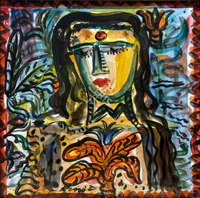 Dhumal, Rini (Artist). Untitled (Lady's Face), n.d. | Painting