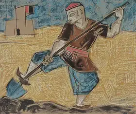 Aryan, K.C. (Artist). Farmer, mid 1950s | Painting