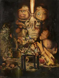 Bhattacharjee, Bikash (Artist). Surrealist Dream, 1969 | Painting