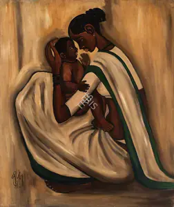 Prabha, B. (Artist). Mother & Child , 1980 | Painting