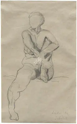 Sabavala, Jehangir (Artist). Seated Nude, 1946 | Drawing