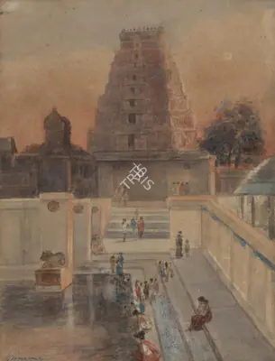 Mazumdar, Hemendranath (Artist). Temple in the South, n.d. | Painting