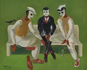 Sanyal, B.C. (Artist). Musks & Men in Park, 1968 | Painting