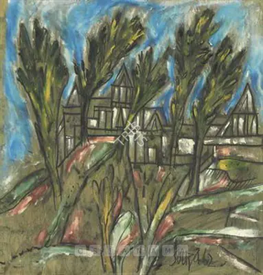 Souza, F.N. (Artist). Untitled (Landscape), 1962 | Painting