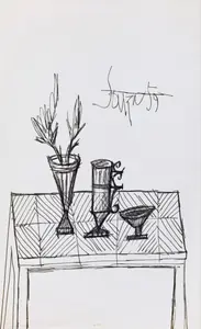 Souza, F.N. (Artist). Untitled (Still Life with Table), 1959 | Painting