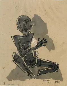 Husain, M.F. (Artist). Untitled (Seven), 1987 | Drawing