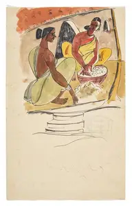 Prabha, B. (Artist). Village Women, n.d. | Painting