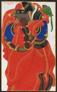 Vaikuntam, Thota (Artist). Untitled (Woman with Parrot), 2002 | Painting