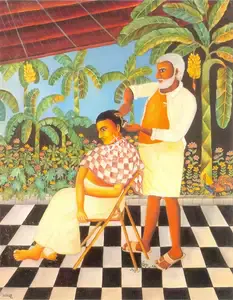 Kanodia, Nayanaa (Artist). At the Barber's, 1993 | Painting