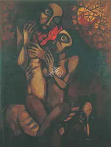 Sanyal, Gopal (Artist). Street Singer, 1972 | Painting