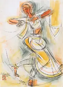 Chavda, Shiavax (Artist). Bharata Natyam Dancer, n.d. | Painting