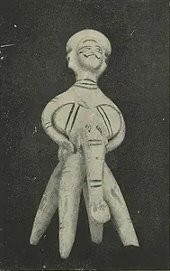 Unknown (Artist). Terra-cotta Doll Man Riding Elephant Painted Red and Black on Silver Coating, n.d. | Sculpture