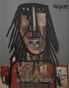 Souza, F.N. (Artist). Head Of A Woman With Fly, 1956 | Painting