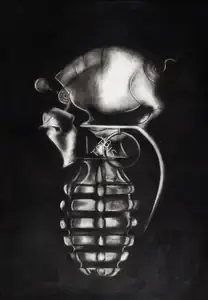 Madhusudhanan, K.M. (Artist). Fighting Against Electric Bulbs, n.d. | Painting