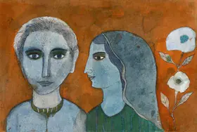 Narayan, Badri (Artist). Man, Woman & a Pair of Flowers, 2004 | Painting