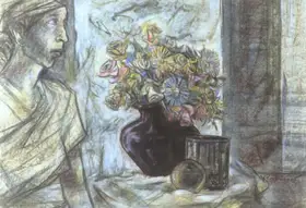 Goud, K. Laxma (Artist). Woman With Flowers, n.d. | Drawing
