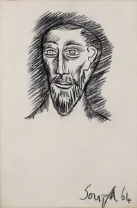 Souza, F.N. (Artist). Untitled (Head), 1964 | Drawing