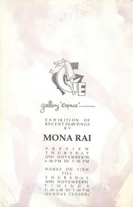 Rai, Mona (Artist). Mona Rai, 1992 | Solo Exhibition Catalogue | 00875922