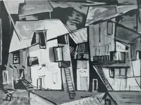 Kaul, Triloke (Artist). Srinagar Slums, n.d. | Painting