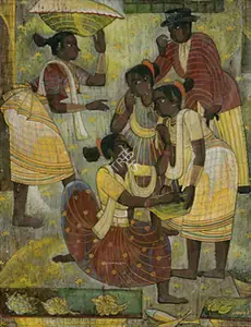 Pai, Laxman (Artist). A Market Scene, 1948 | Painting