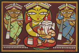Roy, Jamini (Artist). Untitled (Ganesh and Janani), n.d. | Painting