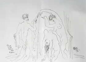 Sadequain (Artist). Artist And The Models: Delphine Et Hipolyte, 1986 | Drawing