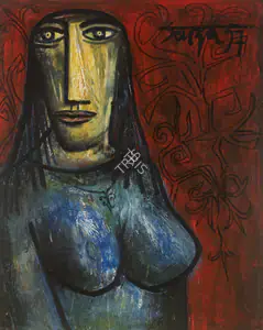Souza, F.N. (Artist). Portrait Of A Greek Girl, 1957 | Painting