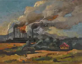Roy, Kisory (Artist). Smoking Copper Refinery, 1957 | Painting