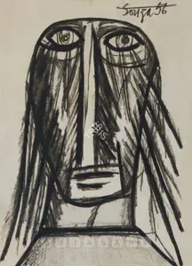 Souza, F.N. (Artist). Portrait, 1956 | Drawing