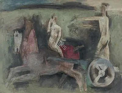 Husain MF Artist Untitled Oil on canvas 1959 Painting FineArts 00416692