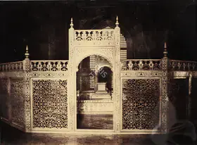 Dayal, Lala Deen (Photographer), Marble enclosure with cenotaph of Mumtaz Mahal and Shah Jahan within the Taj Mahal, Agra, c.1880 | Antiquarian Photograph