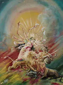 Mazumdar, Nirode C. (Artist). Mahisasur, early 1950s | Painting