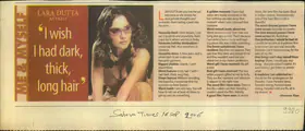 Khan, Shameem (Reporter). Lara Dutta Actress, 16 September 2006 | Newspaper Clipping | 00856833