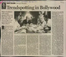Chandra, Tanuja (Writer). Trendspotting in Bollywood, 28 August 2005 | Newspaper Clipping | 00856567