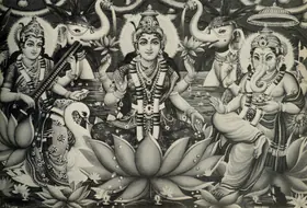 Unknown (Photographer). Sarasvati, Lakshmi and Ganesha, n.d. | Calender